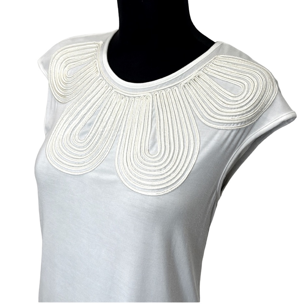 Cable & Gauge Sleeveless Top with Ribbon Neckline Detail